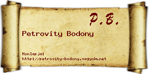 Petrovity Bodony névjegykártya